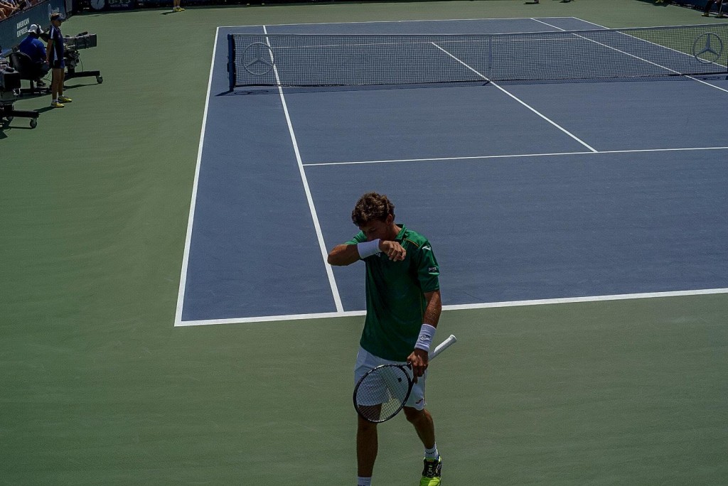 US Tennis Open New York: Interesting Photographs, Benoit Paire after loosing a point, Steve Giovinco