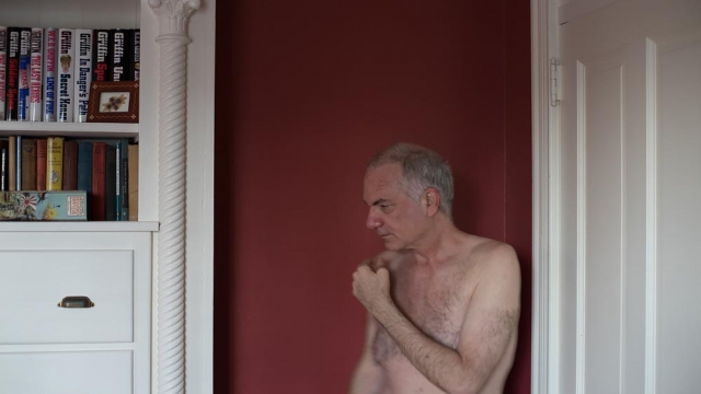 Artistic Selfie: Nude in Red Room @SteveGiovinco Self Portrait (safe for office viewing)