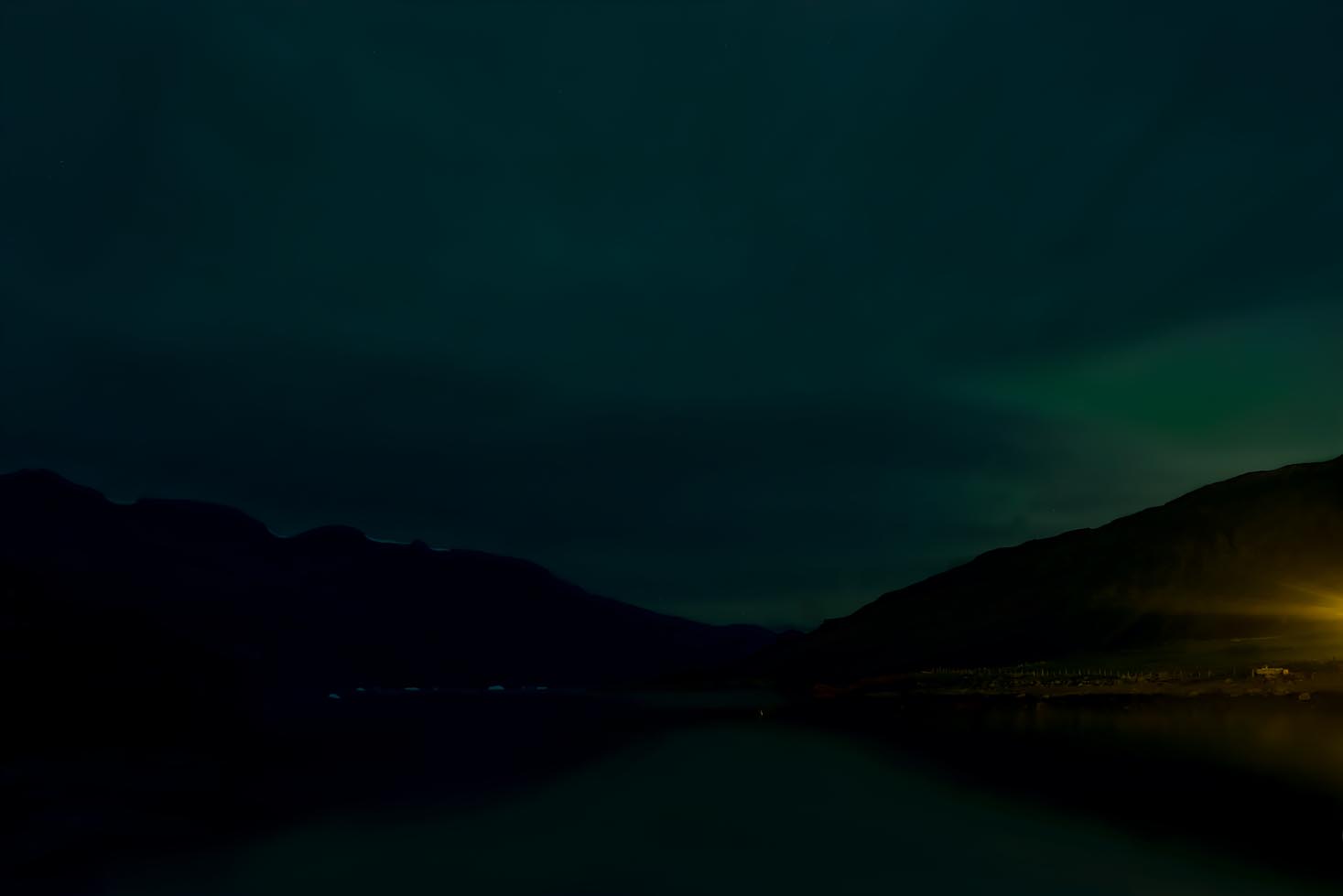 Photographing Greenland's Climate Change and Primordial Landscapes at Night: Across the Fjord Bay