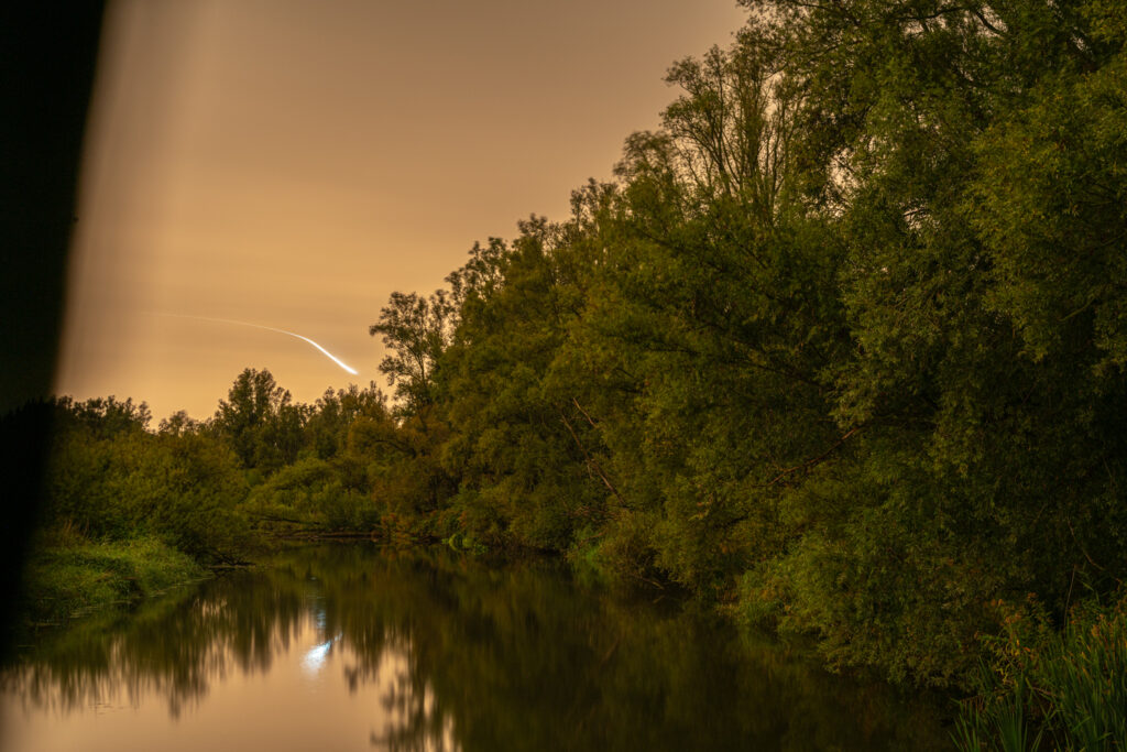 The Netherlands Night Landscape Photographs, Steve Giovinco, Canal: planes streaking